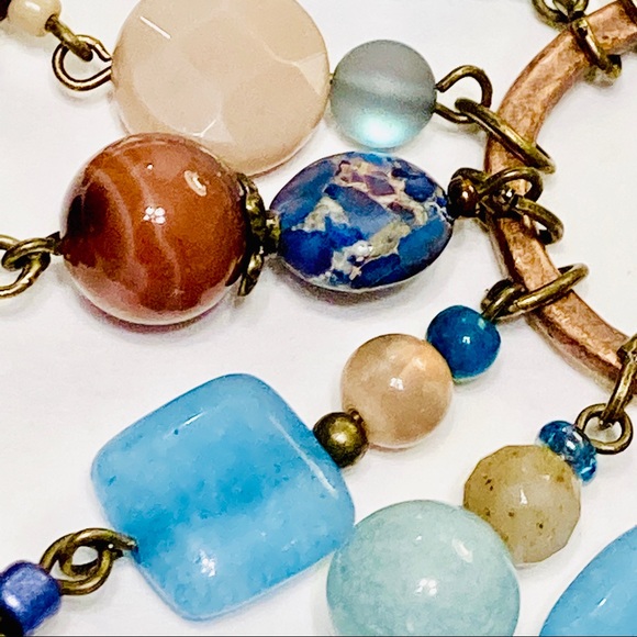 ENERGY Multi-Gemstone Assemblage Style BOHO Necklace & Jasper MOP Earrings - Picture 11 of 16